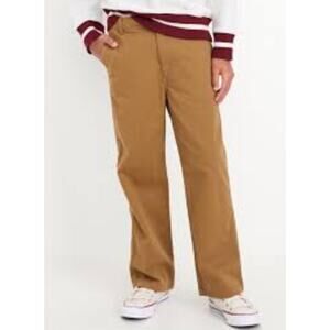NWT Old Navy Baggy Chino Pants Khakis Boys Tan Brown Size 14 Uniform Dress